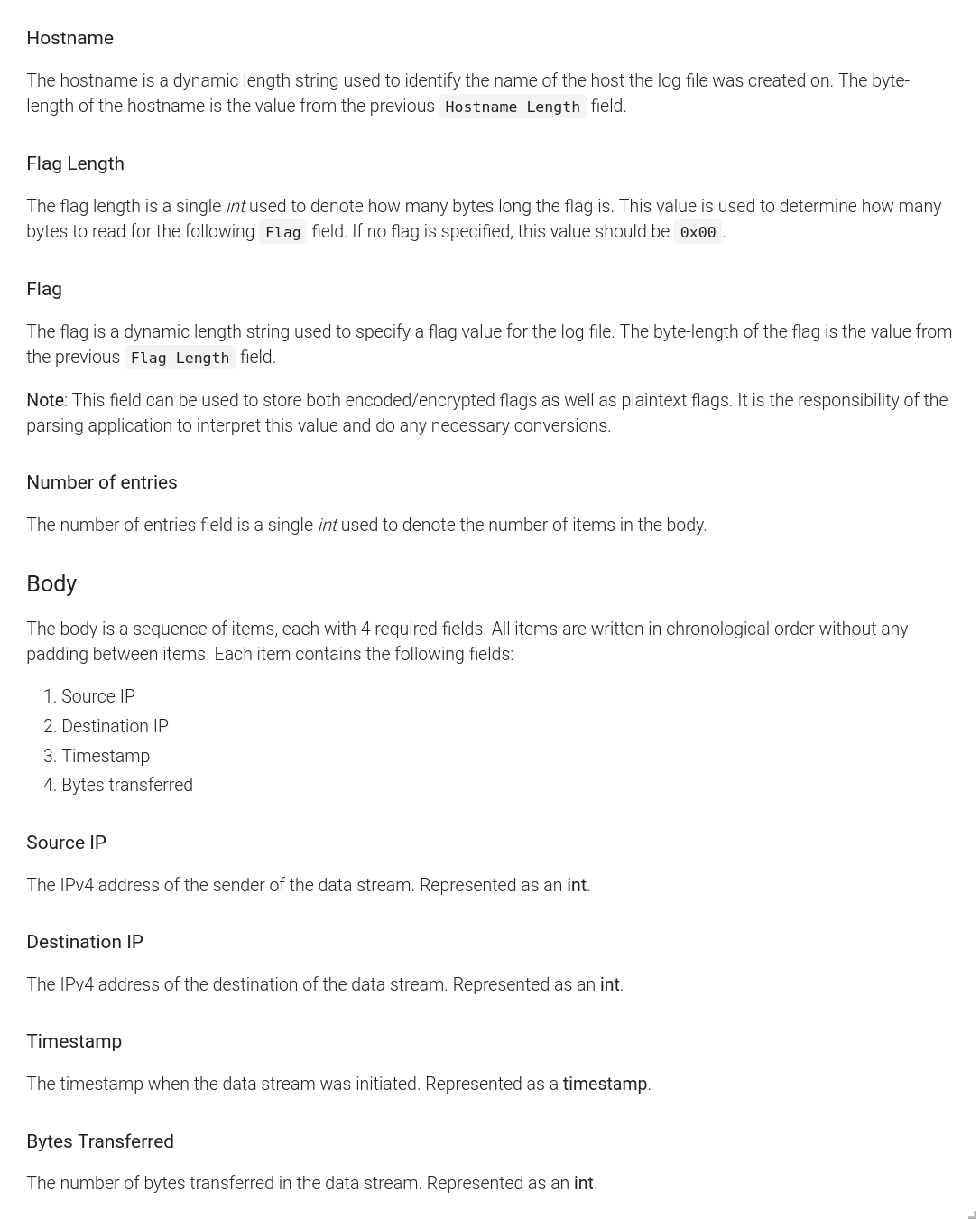 Specification of Custom File Format