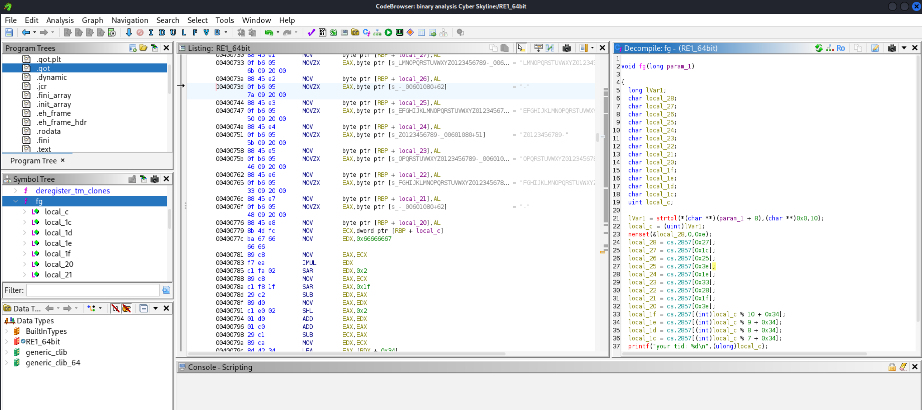 Source code with fg()