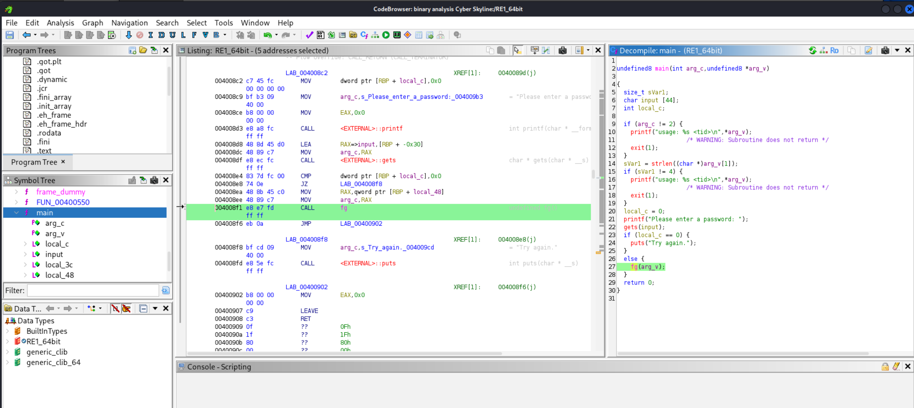 Source code with main()