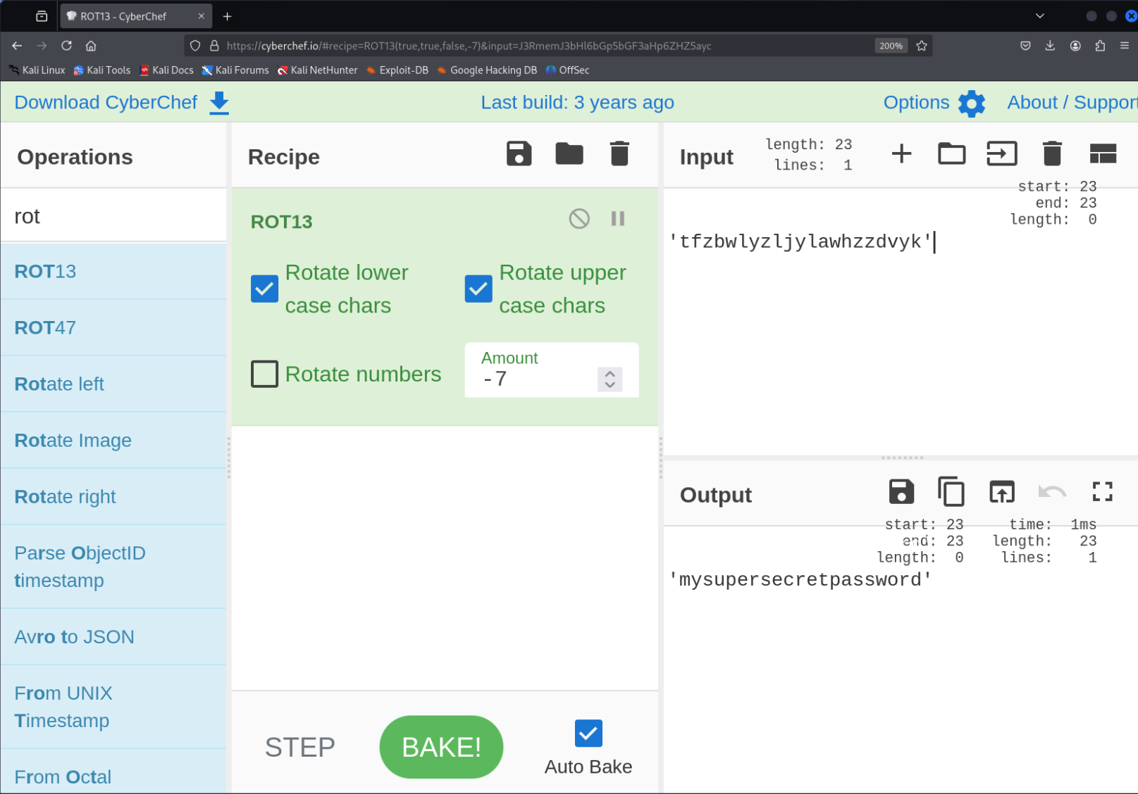 Using CyberChef on Caesar Cipher