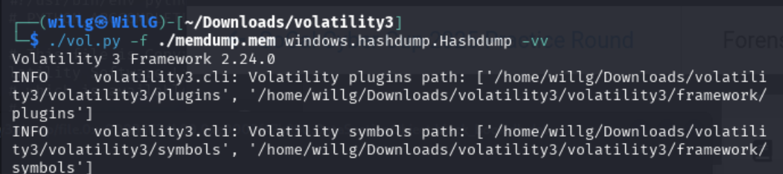 Use volatility3 to analyze `memdump.mem`