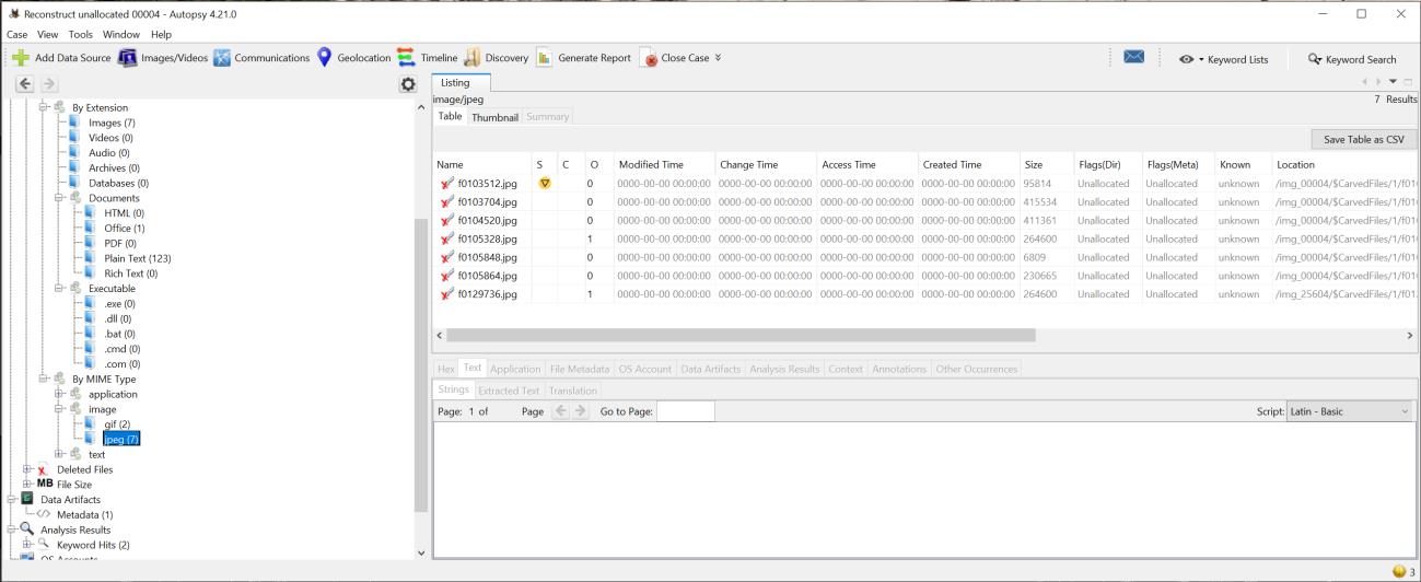 Using FTK Imager, extracted the Unallocated Space file named `00004`