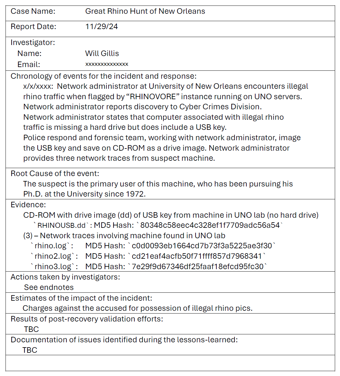 Final digital forensics report