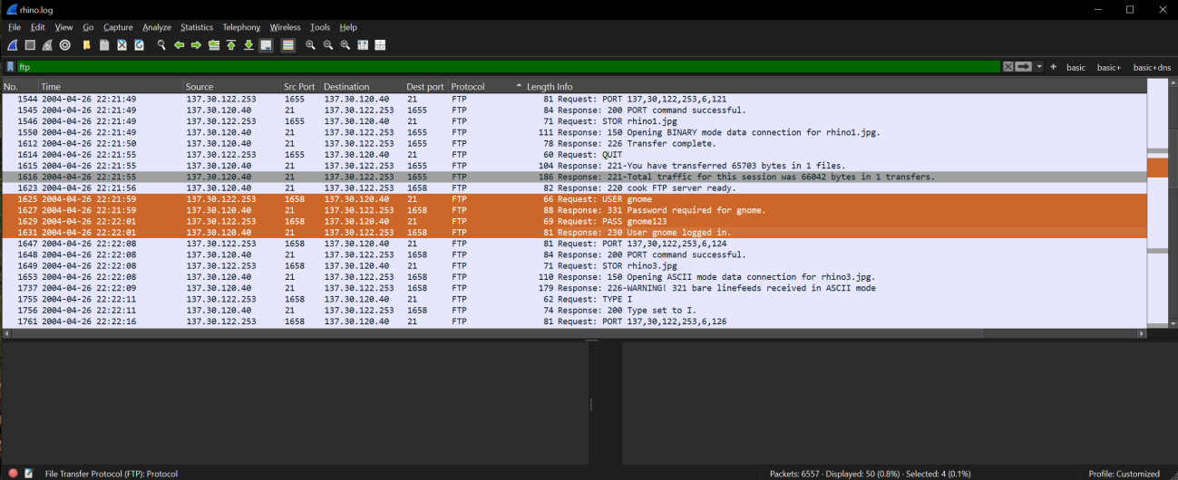 Analysis of `rhino.log` using **Wireshark v4.4.2**