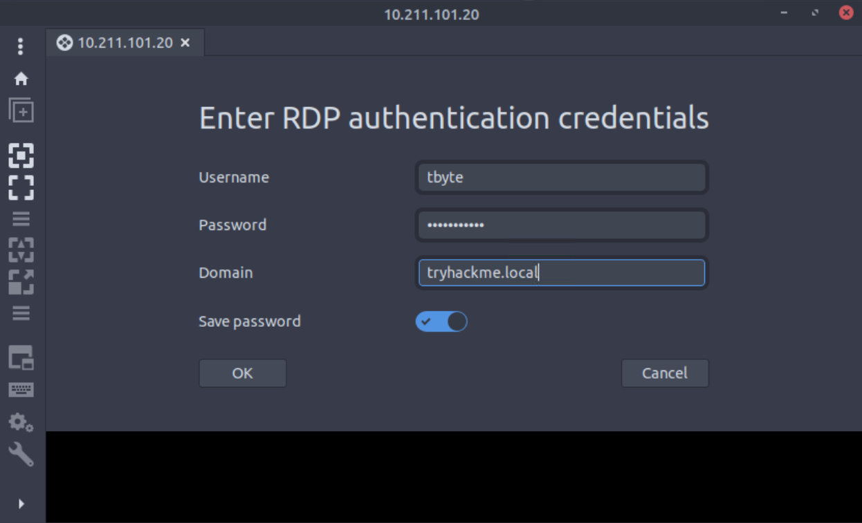Logging in using Remmina