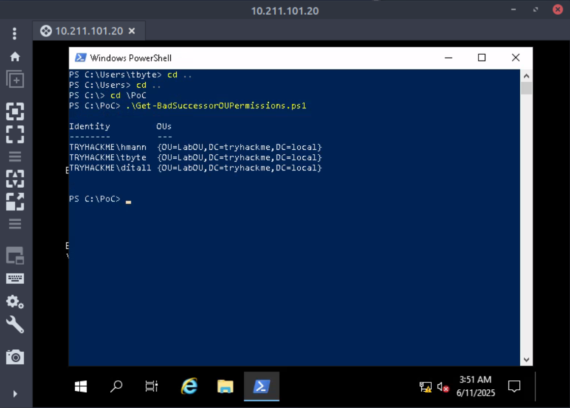 Using the Powershell script
